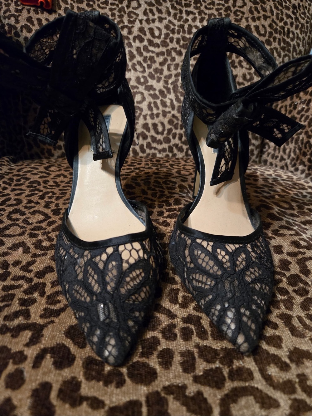 INC International Concepts Black Lace Pointed Ballet Flat